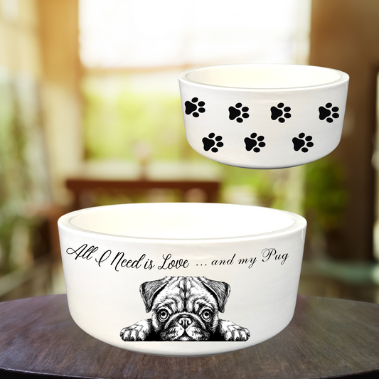 Love My Pug Dog Bowl